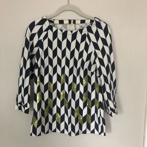 Boden sparkly navy and white blouse